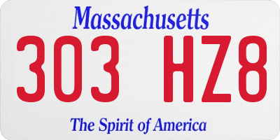 MA license plate 303HZ8