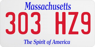MA license plate 303HZ9