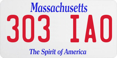 MA license plate 303IA0