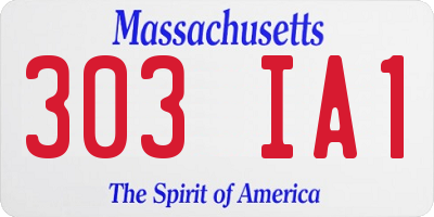 MA license plate 303IA1