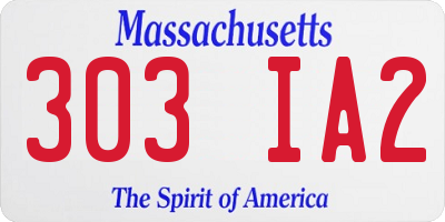 MA license plate 303IA2
