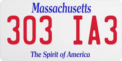 MA license plate 303IA3