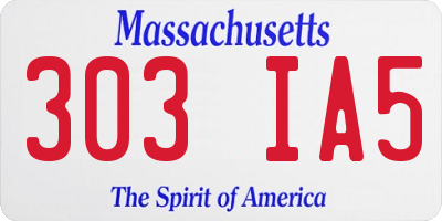 MA license plate 303IA5