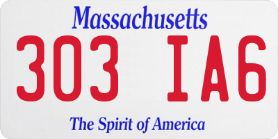 MA license plate 303IA6