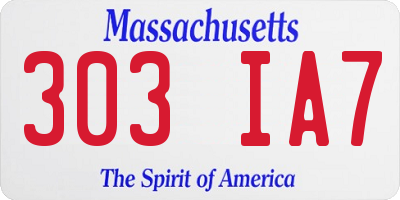 MA license plate 303IA7