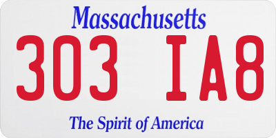 MA license plate 303IA8