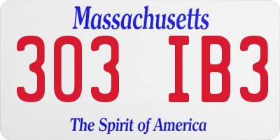 MA license plate 303IB3