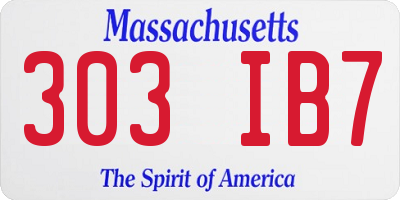 MA license plate 303IB7