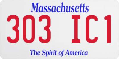 MA license plate 303IC1