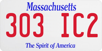 MA license plate 303IC2