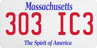 MA license plate 303IC3