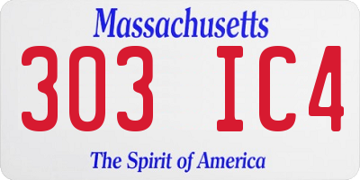 MA license plate 303IC4