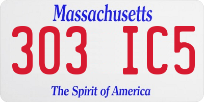MA license plate 303IC5