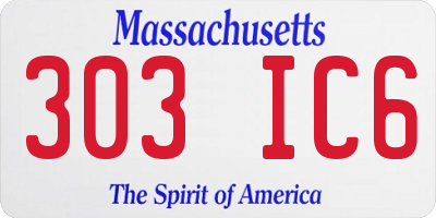 MA license plate 303IC6