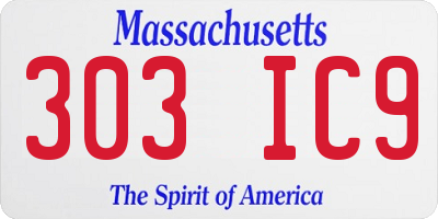 MA license plate 303IC9