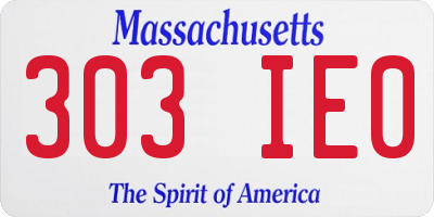 MA license plate 303IE0