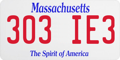 MA license plate 303IE3