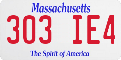 MA license plate 303IE4