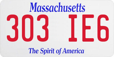 MA license plate 303IE6