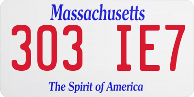 MA license plate 303IE7