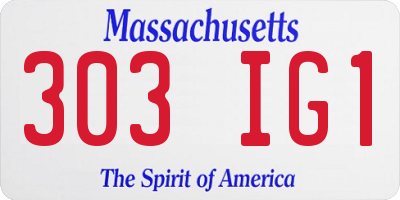 MA license plate 303IG1