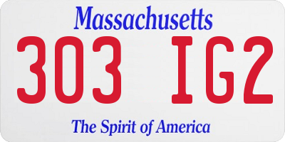 MA license plate 303IG2