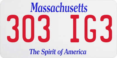 MA license plate 303IG3