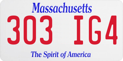 MA license plate 303IG4