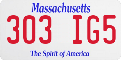 MA license plate 303IG5