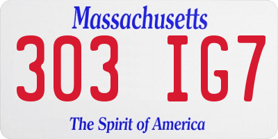 MA license plate 303IG7
