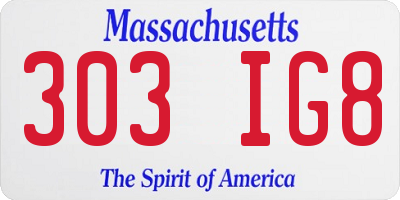 MA license plate 303IG8