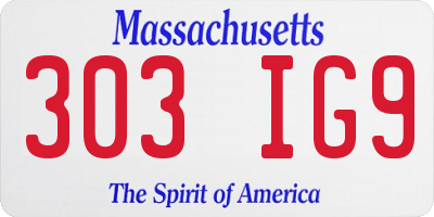 MA license plate 303IG9