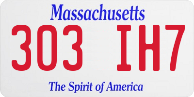 MA license plate 303IH7