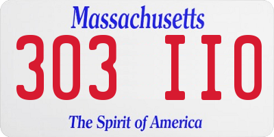 MA license plate 303II0