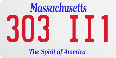MA license plate 303II1
