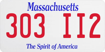 MA license plate 303II2