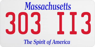MA license plate 303II3