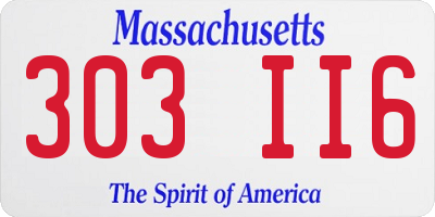 MA license plate 303II6
