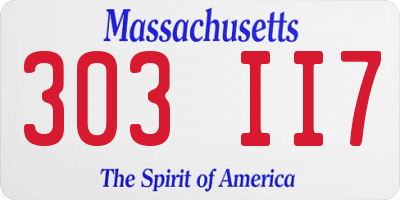MA license plate 303II7