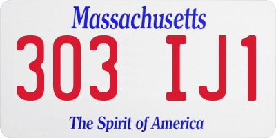 MA license plate 303IJ1