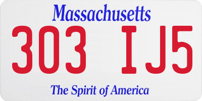 MA license plate 303IJ5