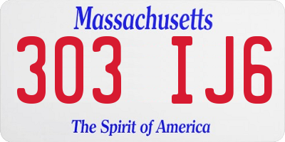 MA license plate 303IJ6