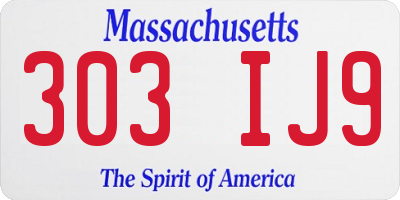 MA license plate 303IJ9
