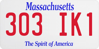 MA license plate 303IK1