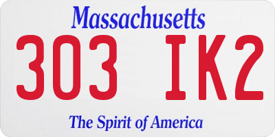 MA license plate 303IK2