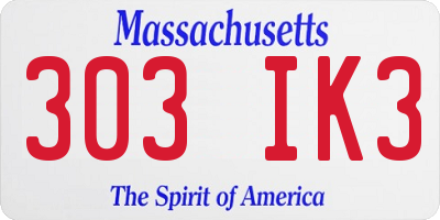 MA license plate 303IK3
