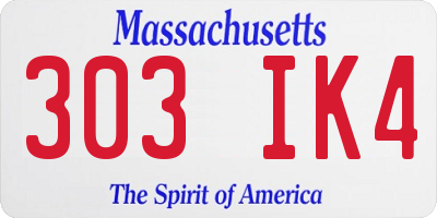 MA license plate 303IK4