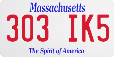 MA license plate 303IK5