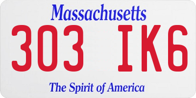MA license plate 303IK6