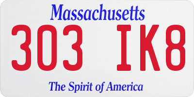 MA license plate 303IK8